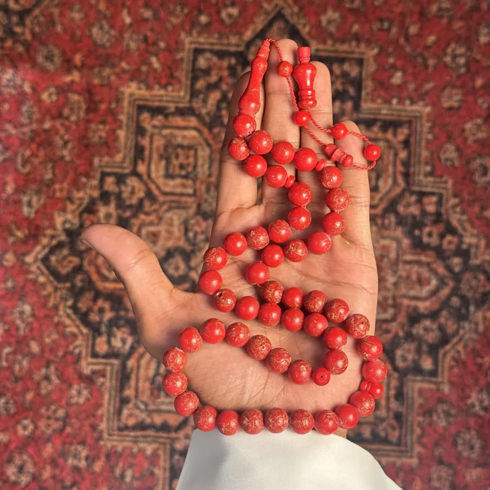 مسباح ورد طائفي مكبوس – أحمر مسباح ورد طائفي مكبوس – أحمر