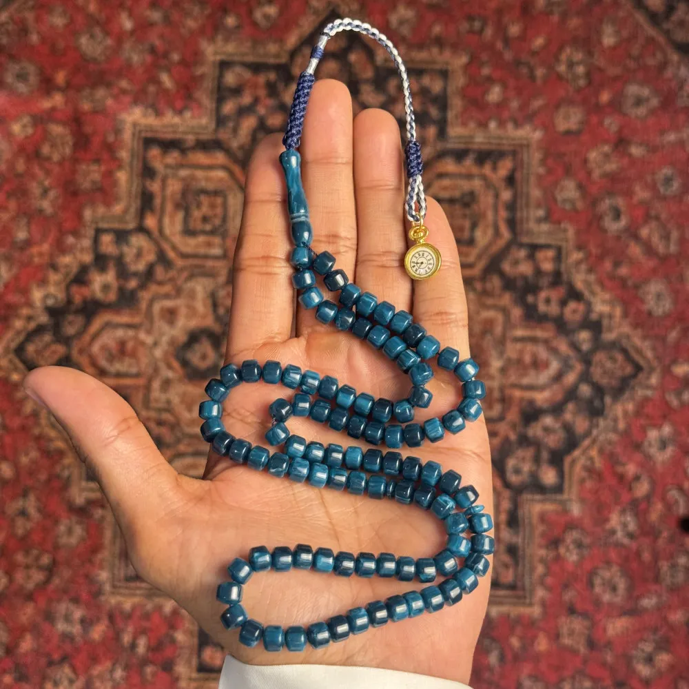 مسباح بكلايت – أزرق، شرابة فضية مسباح بكلايت – أزرق، شرابة فضية