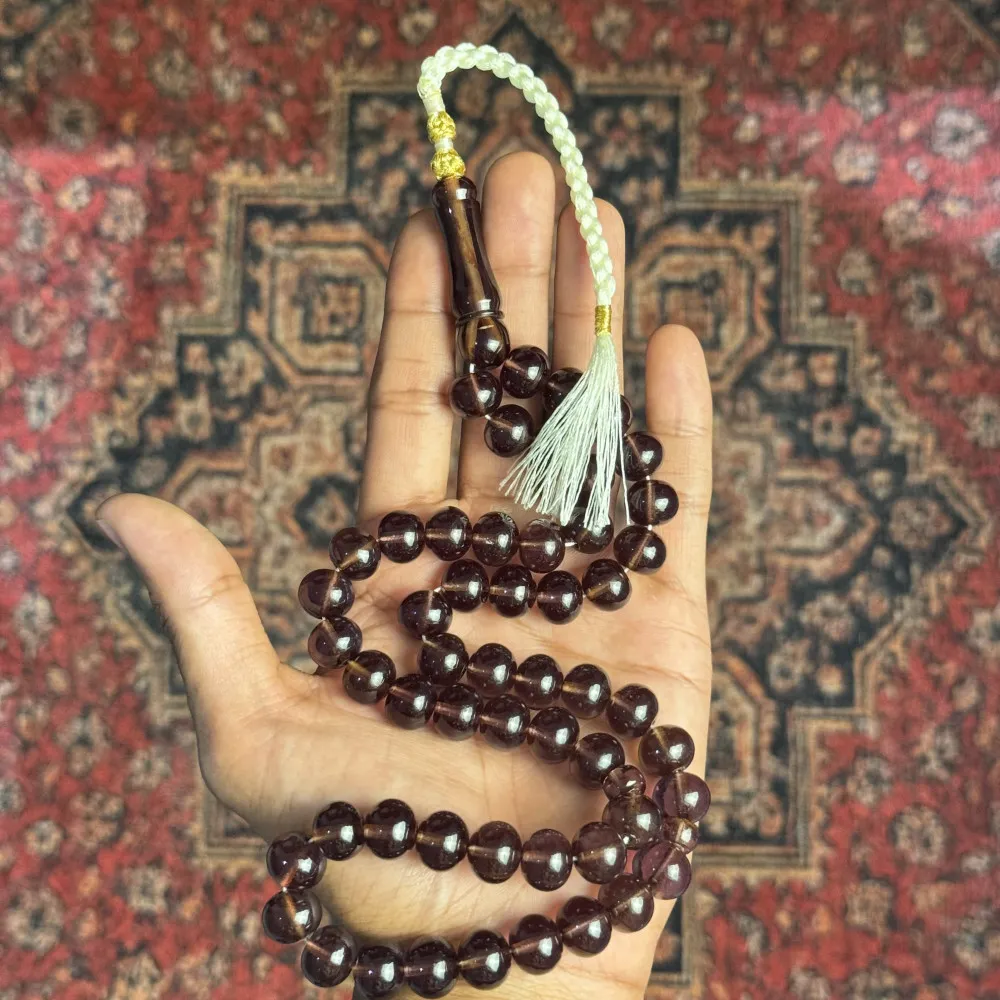 مسباح زعفران – بنفسجي داكن شفاف، شرابة كريمية مسباح زعفران – بنفسجي داكن شفاف، شرابة كريمية